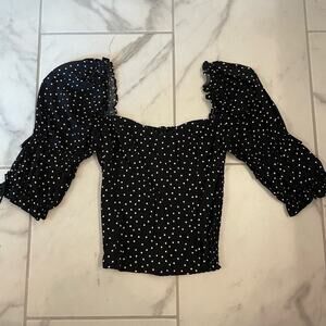 Reformation Size 0 Black & White Polka Dot Shirt NWOT